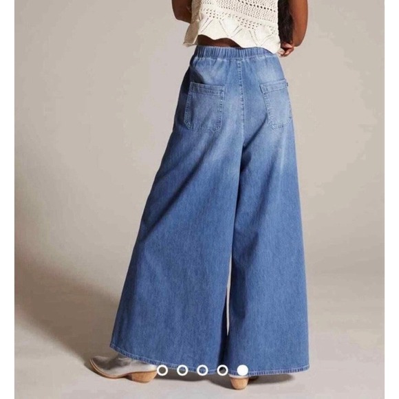 Pilcro Anthropologie Ultra Wide Leg Flare The Coastal Jeans Blue Cotton XS - Picture 2 of 9
